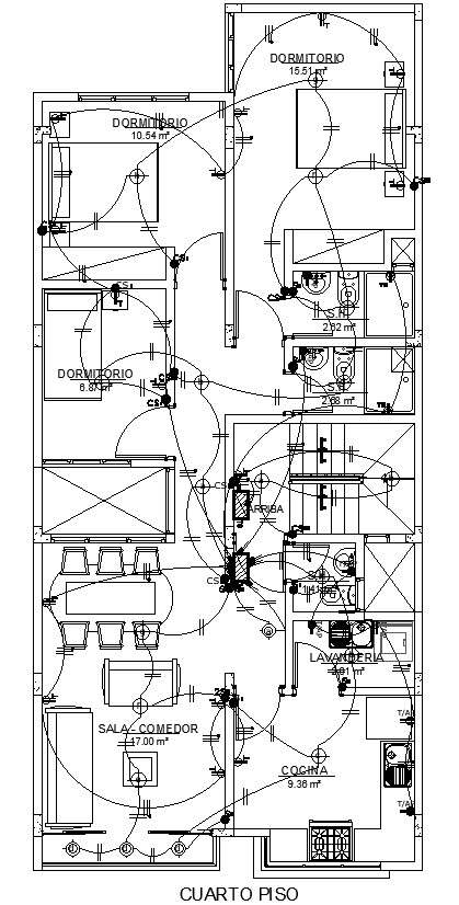 Fourth floor electric layout plan in detail AutoCAD 2D drawing, CAD ...