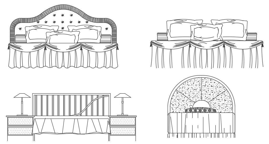 Four Various Types Of Bed Design Block Download The Autocad File Cadbull