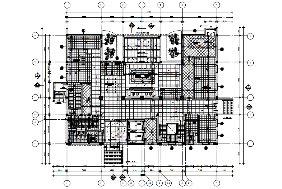 Frame plan of club house in detail AutoCAD drawing, dwg file, CAD file ...