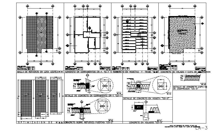 Framing plan, cover plan and constructive structure details dwg file ...