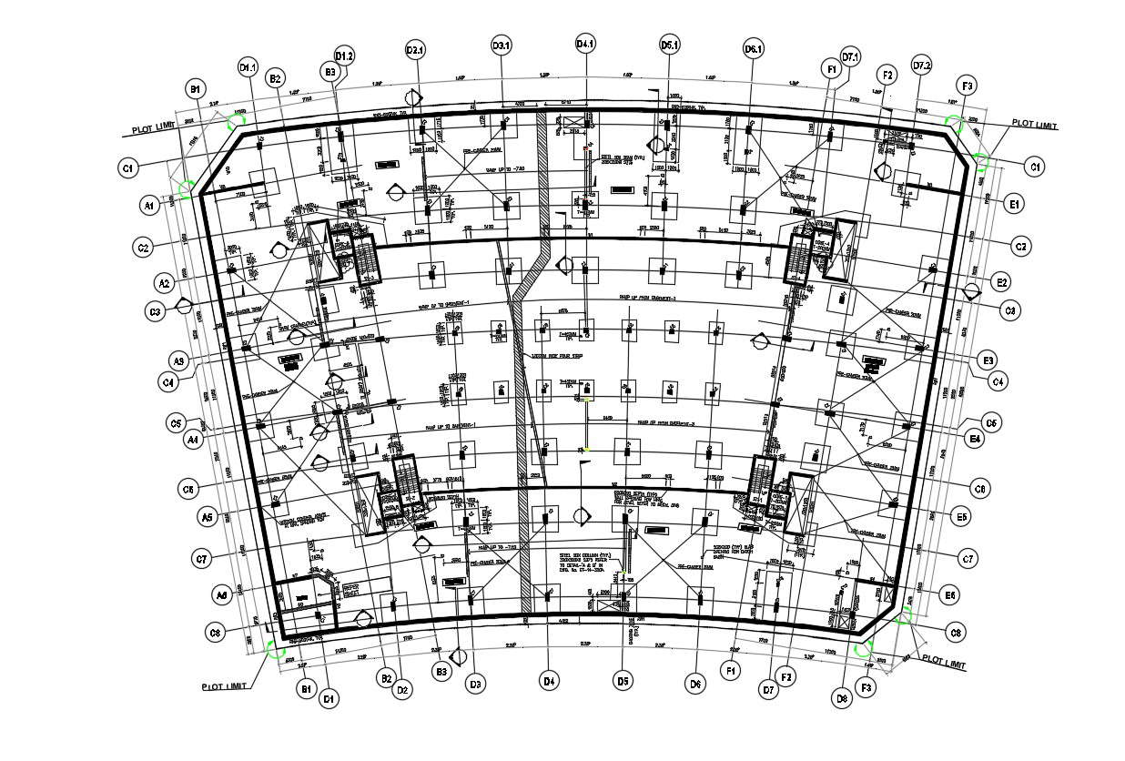 free-download-column-foundation-plan-with-center-line-dwg-file-cadbull