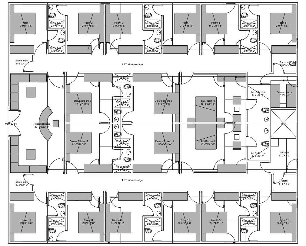 Free Download Fully Furnished Hotel  Room Plan  Layout 