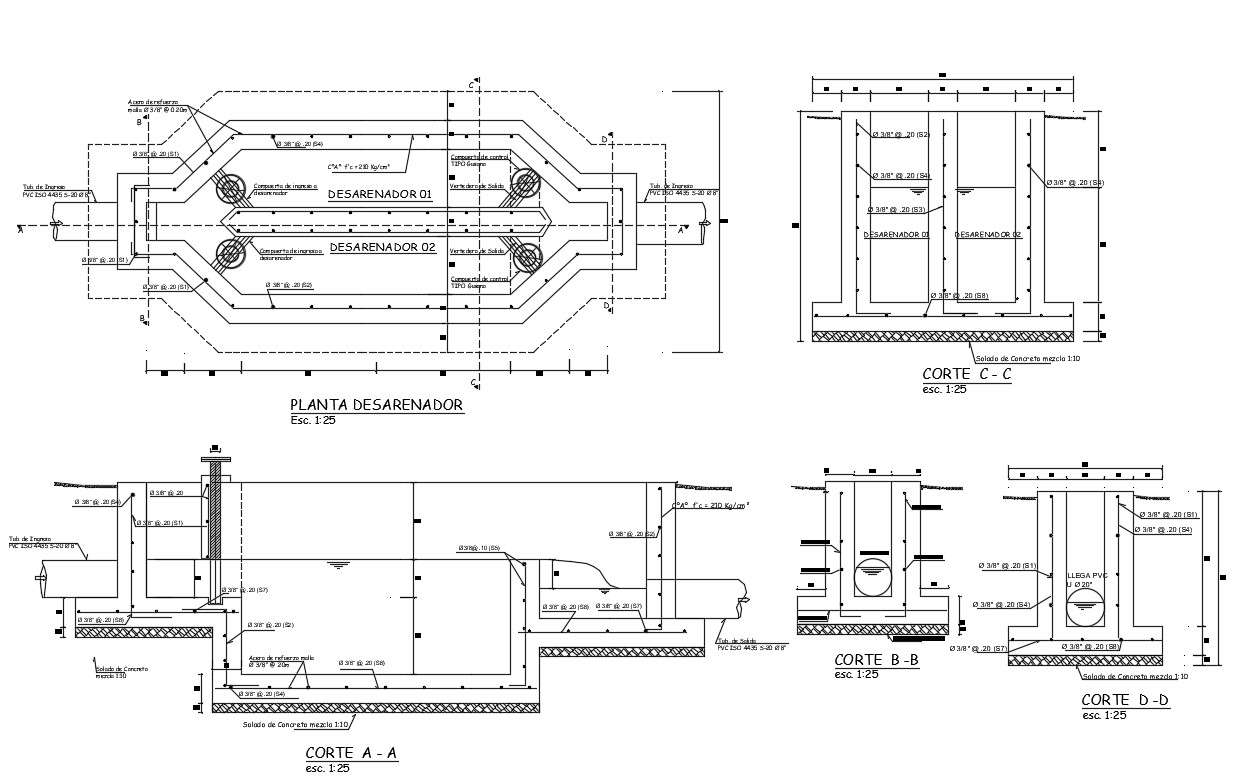 Free Download RCC Work Design Drawing Of Desarenador AutoCAD File - Cadbull