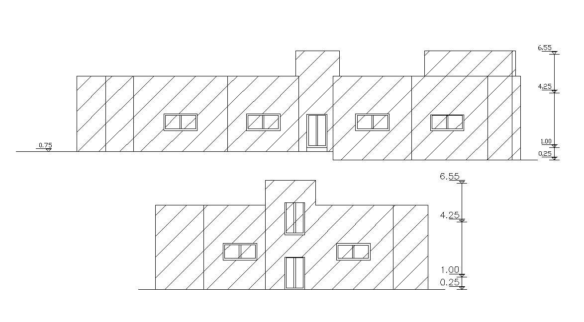 Free Download Single Story Residential Elevation AutoCAD File - Cadbull