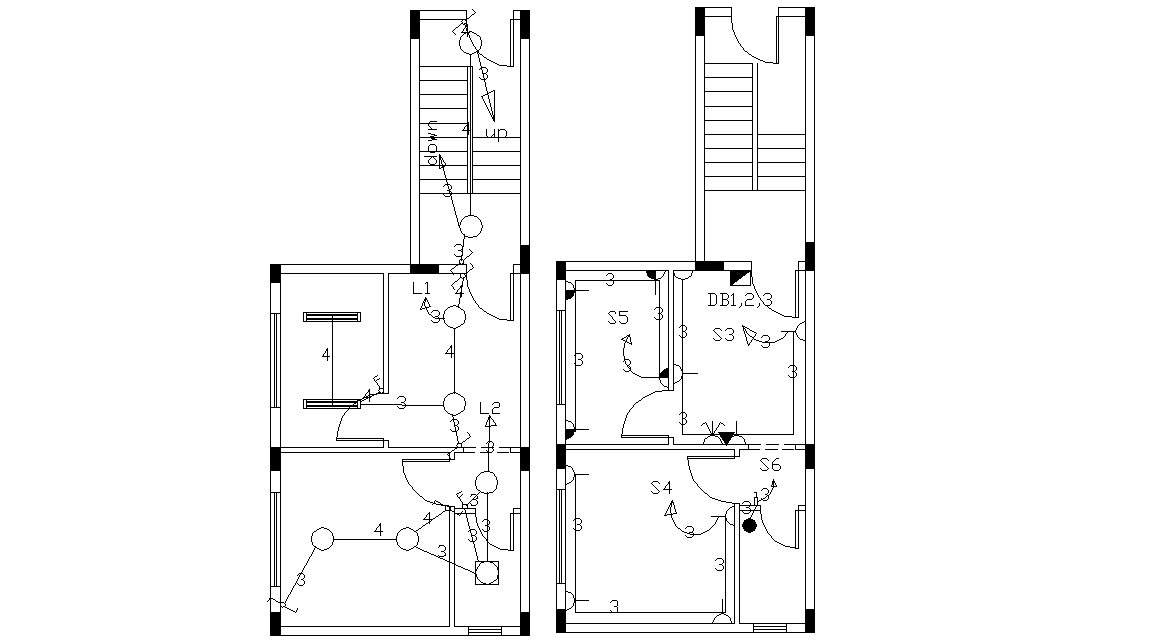 Lighting and switch layout | Design elements - Electrical and telecom |  Cafe electrical floor plan | Electrical Lighting Layout Drawing