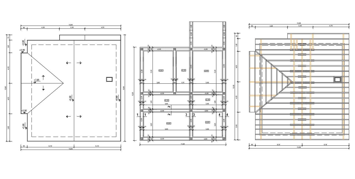 Free Download Truss Top Level Plan With Beam Column Grid Design AutoCAD ...