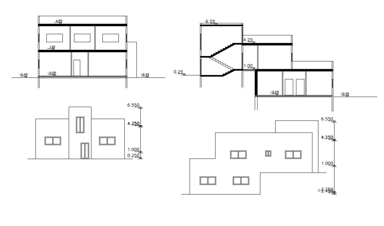 Free House Building Design With Dimension CAD Drawing - Cadbull