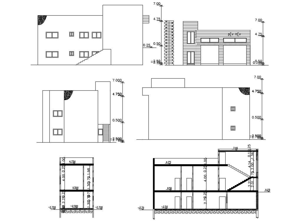 Free House Building Elevation Design AutoCAD Drawing - Cadbull