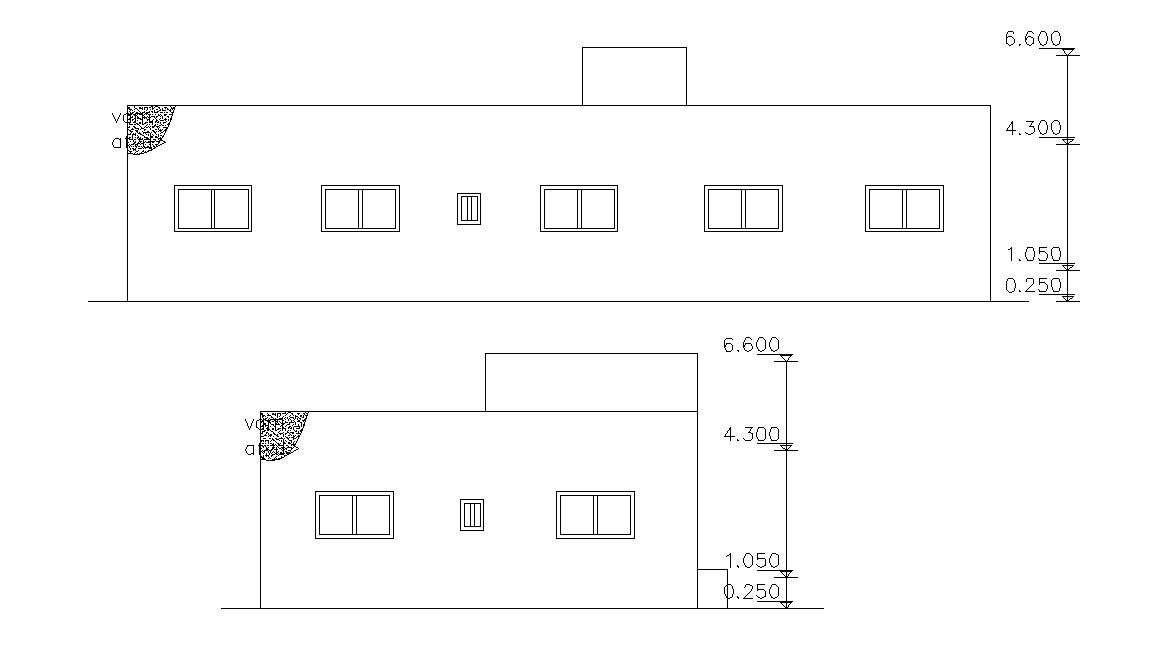 Free One storey House Building Elevation Design - Cadbull