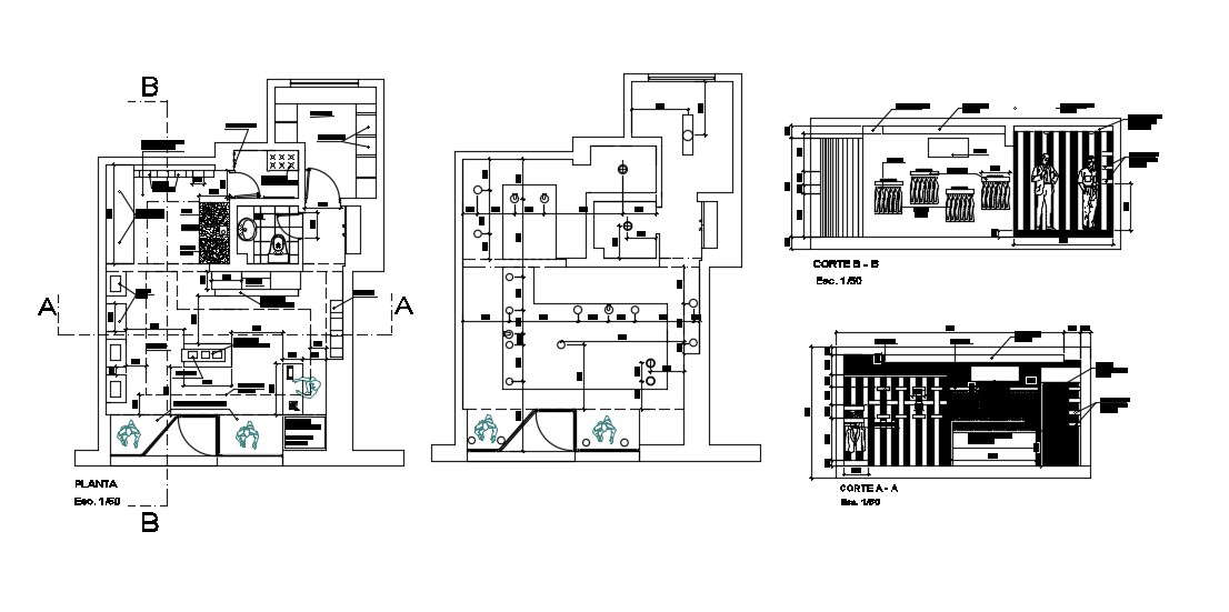 Free Shop Plan Section In AutoCAD Drawings - Cadbull