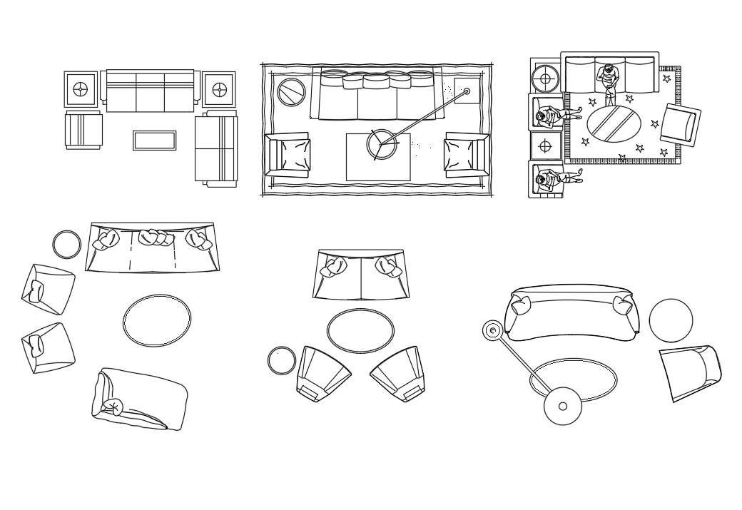 Free Download Living Room Furniture Drawing Cadbull