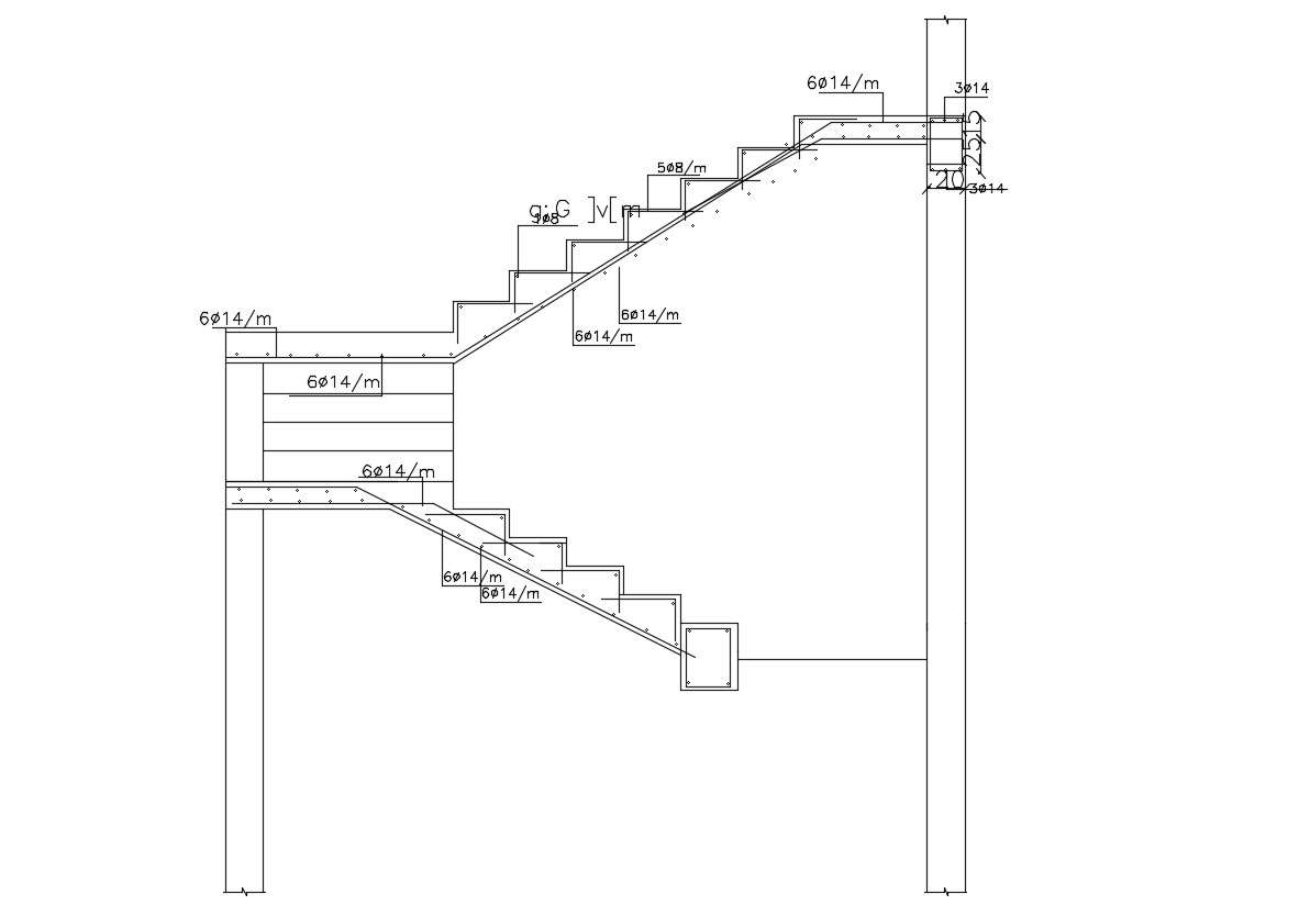 Free Download RCC Staircase Design DWG File - Cadbull