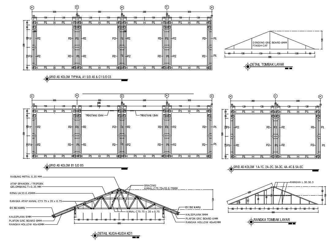 Roof truss drawings 2d view of structural blocks autocad file  Cadbull