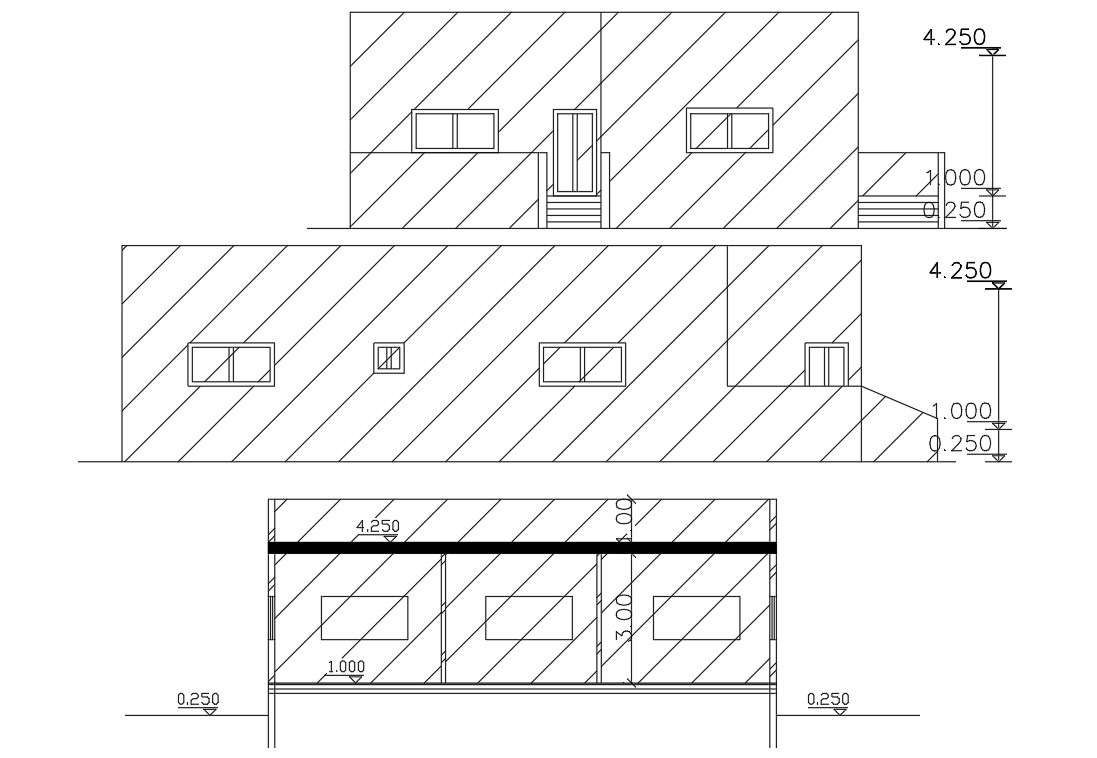 Free Single Level House Building Design AutoCAD Drawing - Cadbull