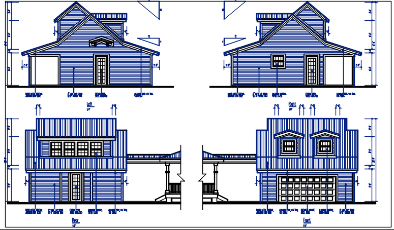 Front And Rear Elevation Details With Dimension Details Dwg File Cadbull