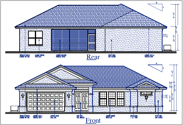Front And Rear Elevation Details With Dimension Details Dwg Files Cadbull