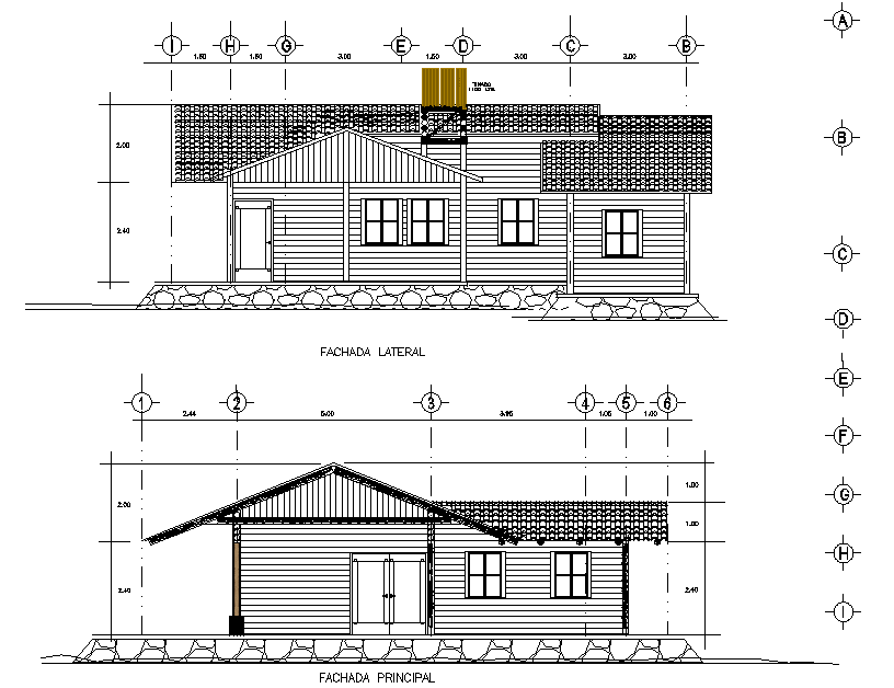 Front elevation and back elevation detail dwg file - Cadbull