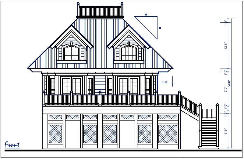 Front Elevation Plan Dimension Details Dwg Files Cadbull