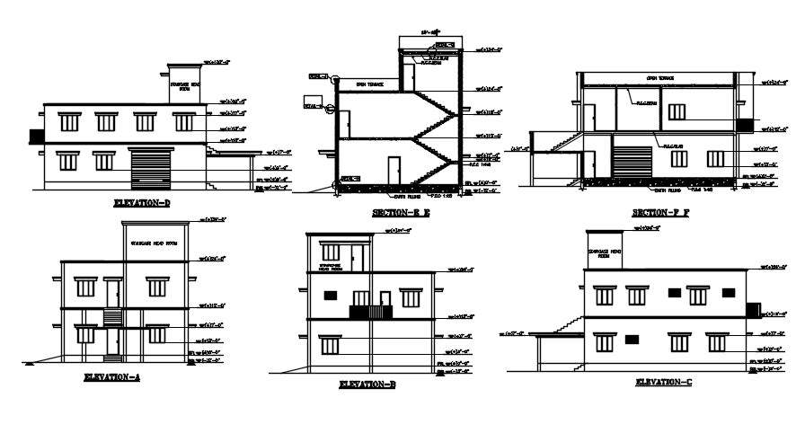 Front and Rear Elevation Multi Purpose office building. Download the ...