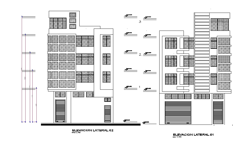 Front and back side elevation view of the hotel building is given in ...