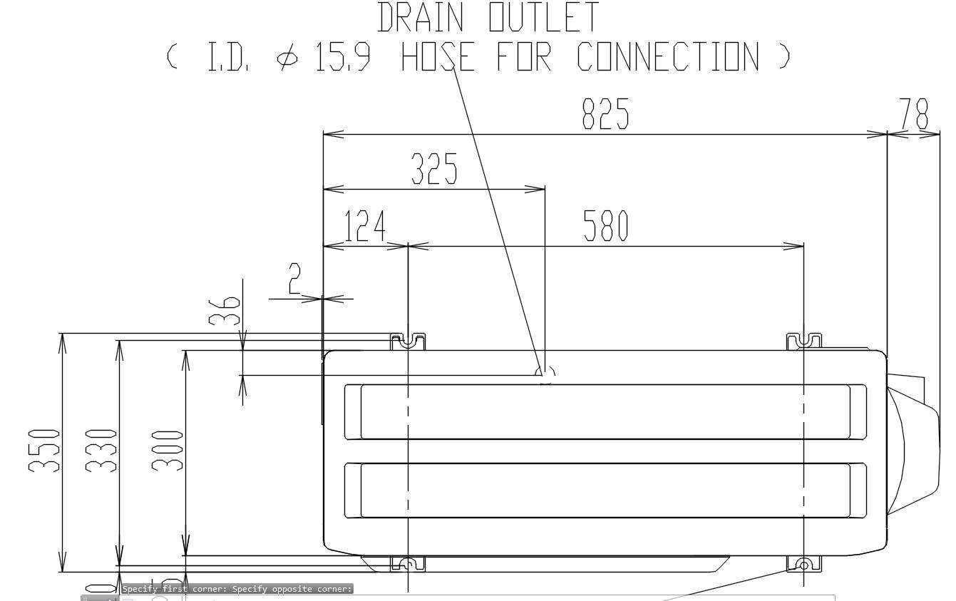 Front Elevation Of The Air Conditioner Design In AutoCAD 2D Drawing ...