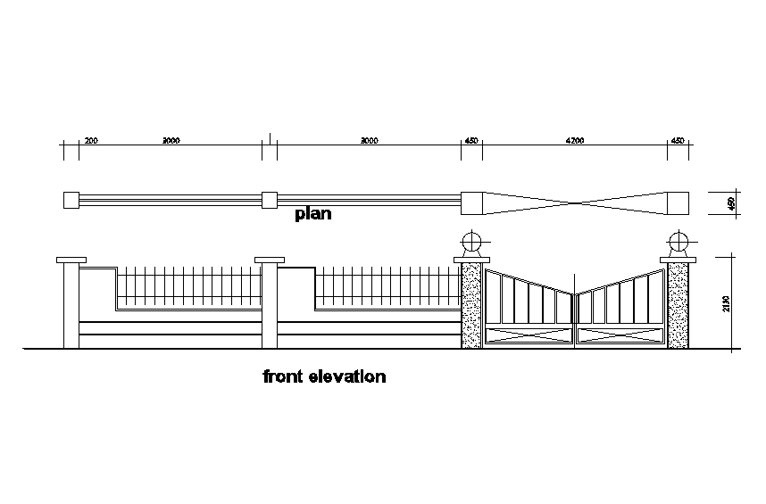 Front elevation of the boundary wall detail is given in ...