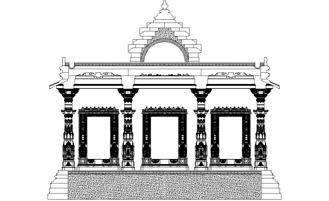 Temple Cad Block   Frontelevationofthetempleisgiveninthis2DAutocadDWGdrawingfileDownloadthe2DAutocadDWGdrawingfileMonSep2020093358 