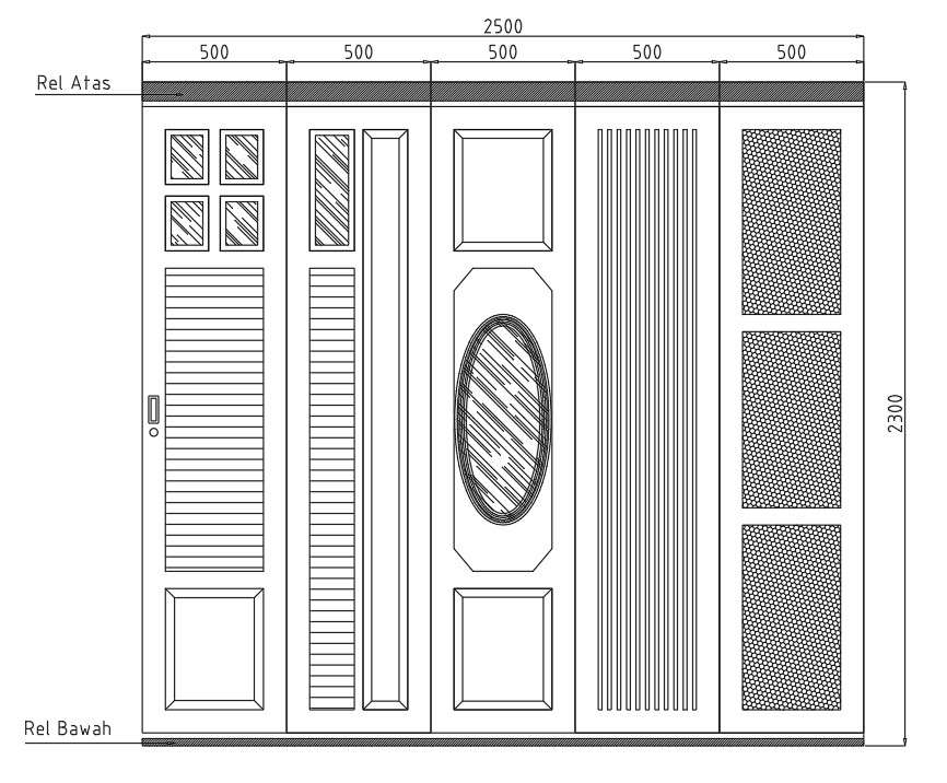 Front Elevation Of Wardrobe In Detail AutoCAD 2D Drawing, Dwg File, CAD ...