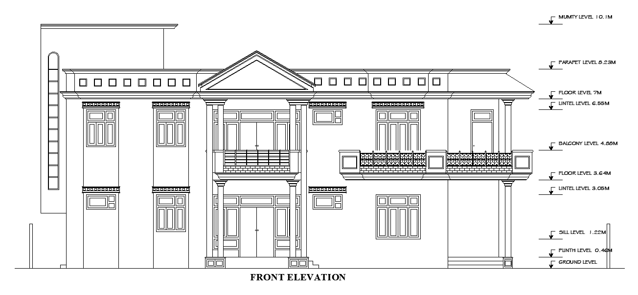 Elevation design of High rise residential building design drawing - Cadbull