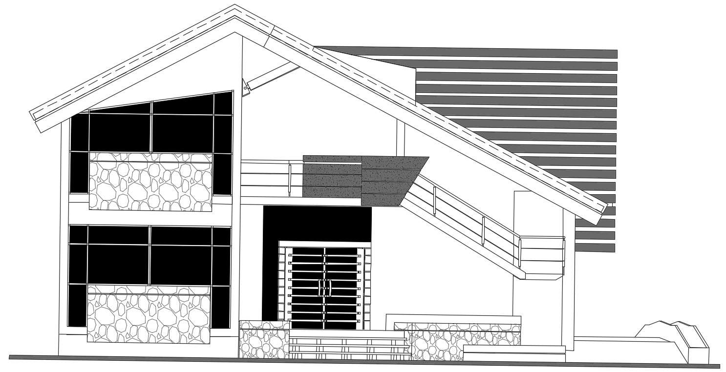 Front Elevation View Of X M Restaurant Building Is Given In This Autocad Drawing File