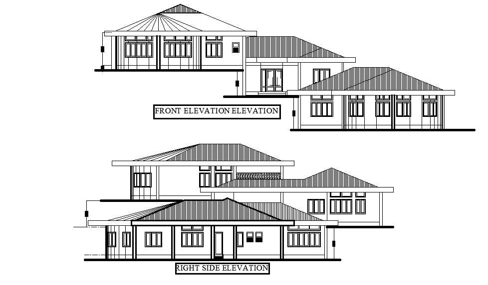 Front & right side elevation of the house building is given in this ...