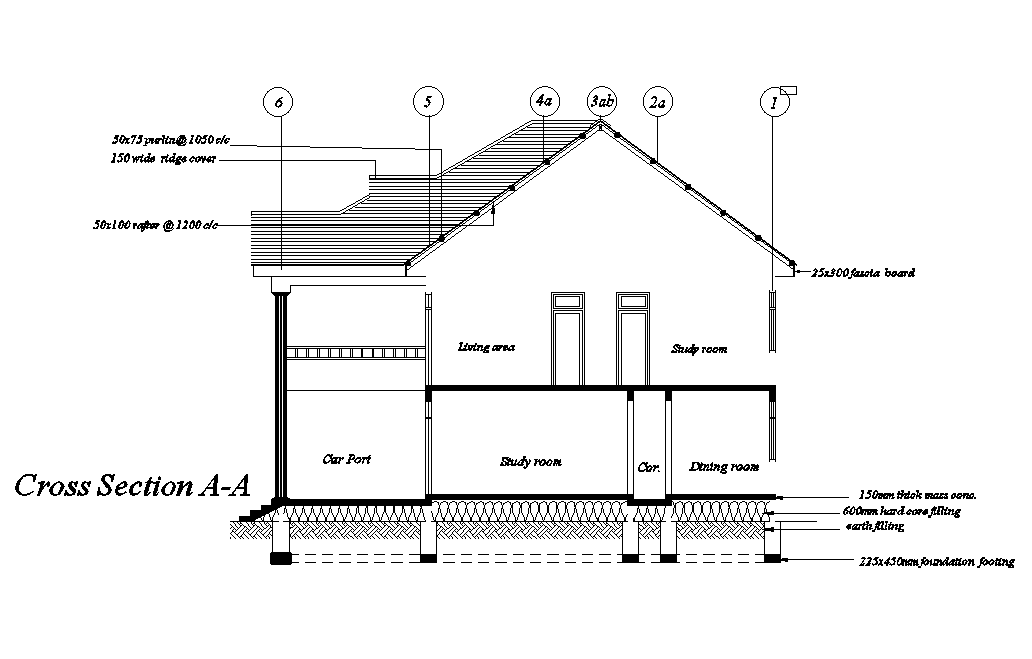 Front Section View Of 18x14m First Floor House Plan Is Given In This Autocad Drawing File