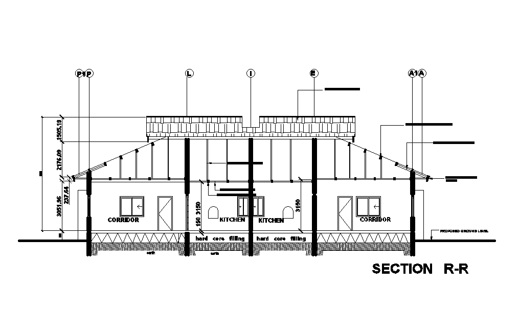 Front section view of 21x18 ground floor house plan is given in this ...