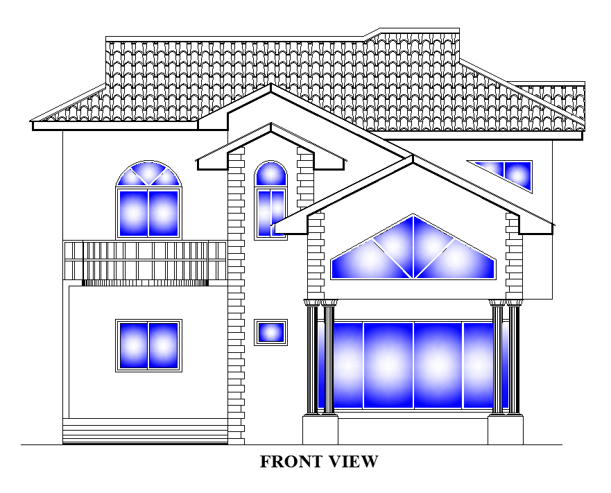 Front View Of 10x15m House Plan Is Given In This Autocad Drawing Filedownload Now Cadbull