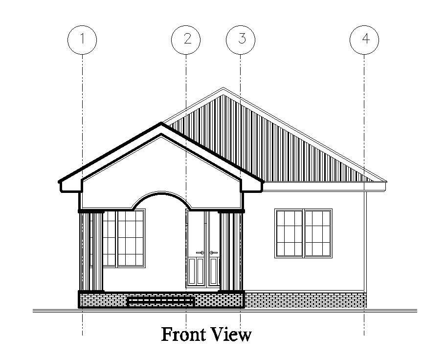 Front View Of 9x11m Ground Floor House Plan Is Given In This Autocad Drawing Filedownload Now