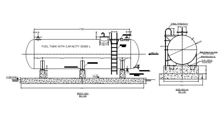 Fuel tank design in AutoCAD 2D drawing, dwg file, CAD file - Cadbull