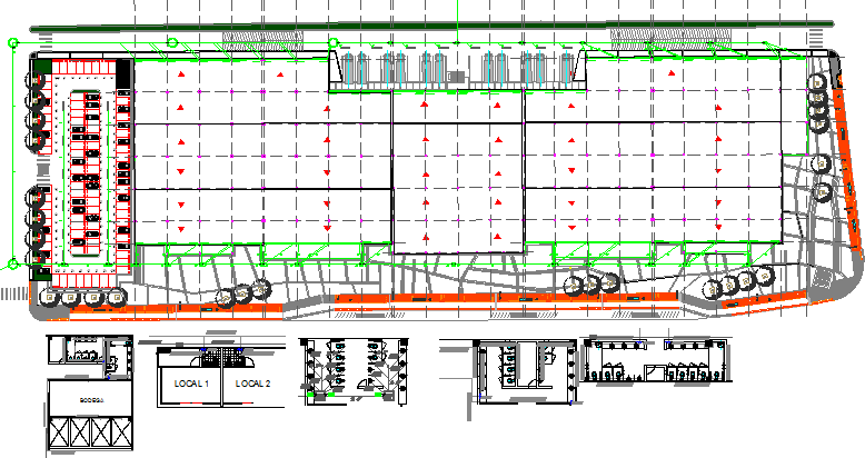 Full market place architecture details dwg file - Cadbull