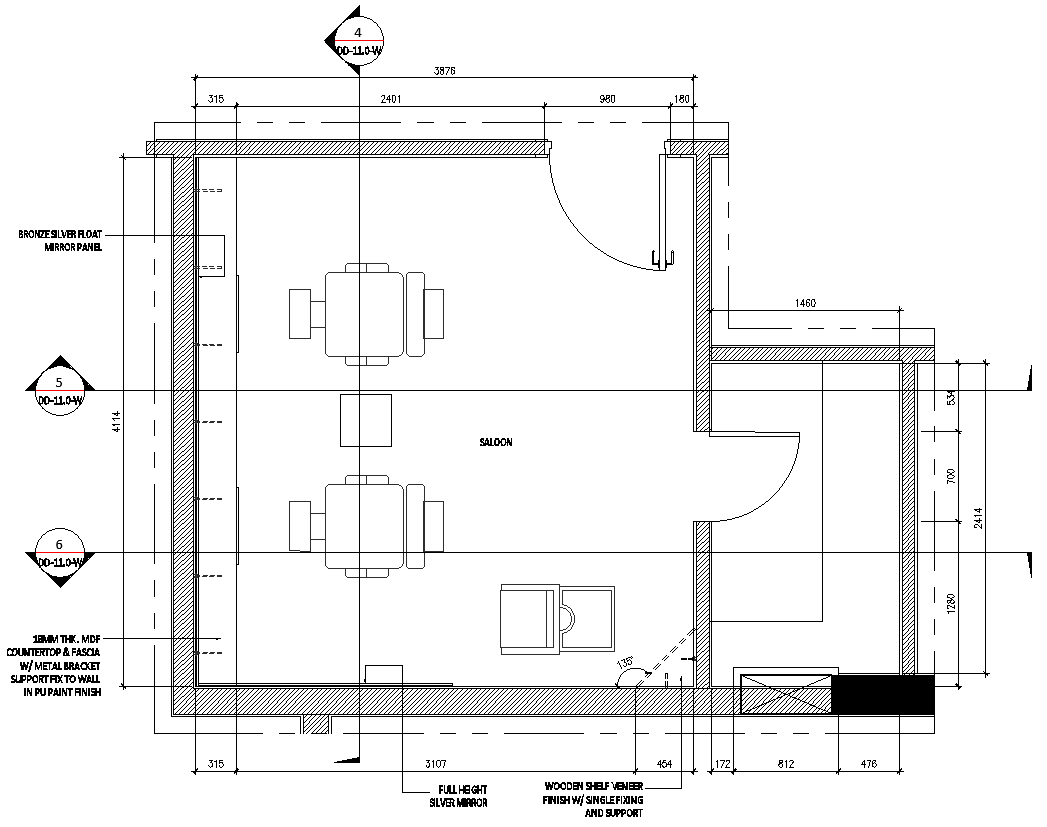 Full height silver mirror details dwg autocad drawing . - Cadbull