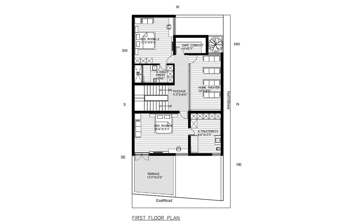 Fully Furnished First Floor House  Plan  AutoCAD  File  Cadbull