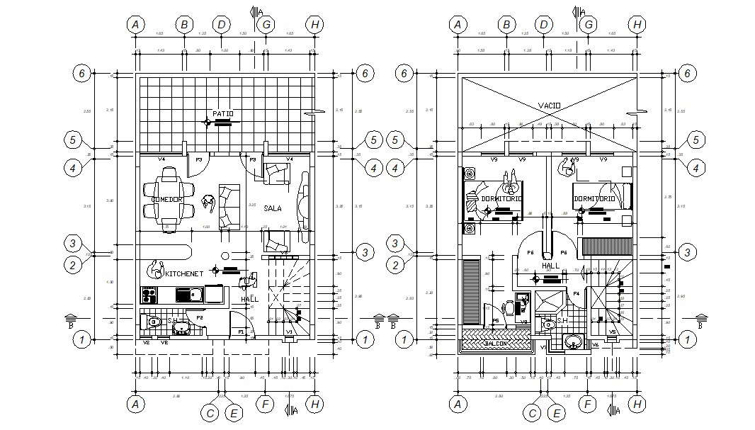 Furnished Bungalow 2d AutoCAD Drawing Plan - Cadbull