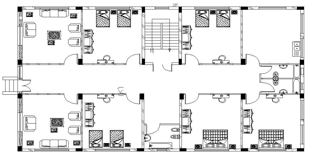 Furnished Residence Building Layout CAD Plan - Cadbull