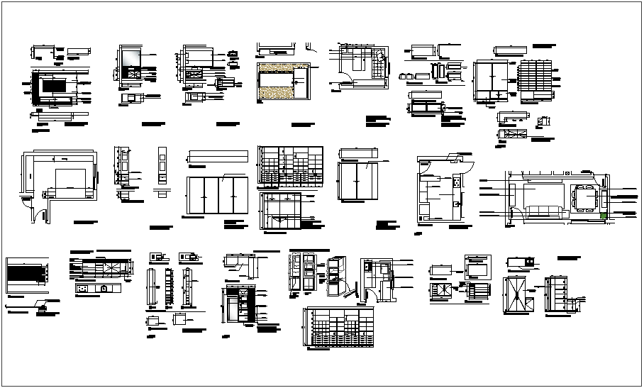 Furniture detail view for apartment dwg file - Cadbull