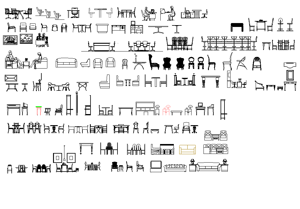 Furniture equipment plan detail dwg file. - Cadbull