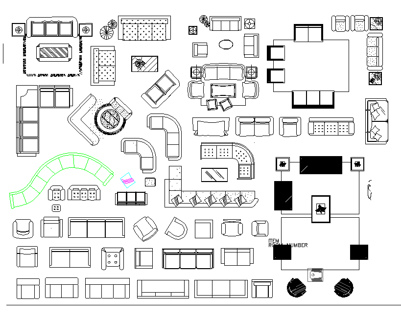 Furniture equipment plan detail dwg file. - Cadbull