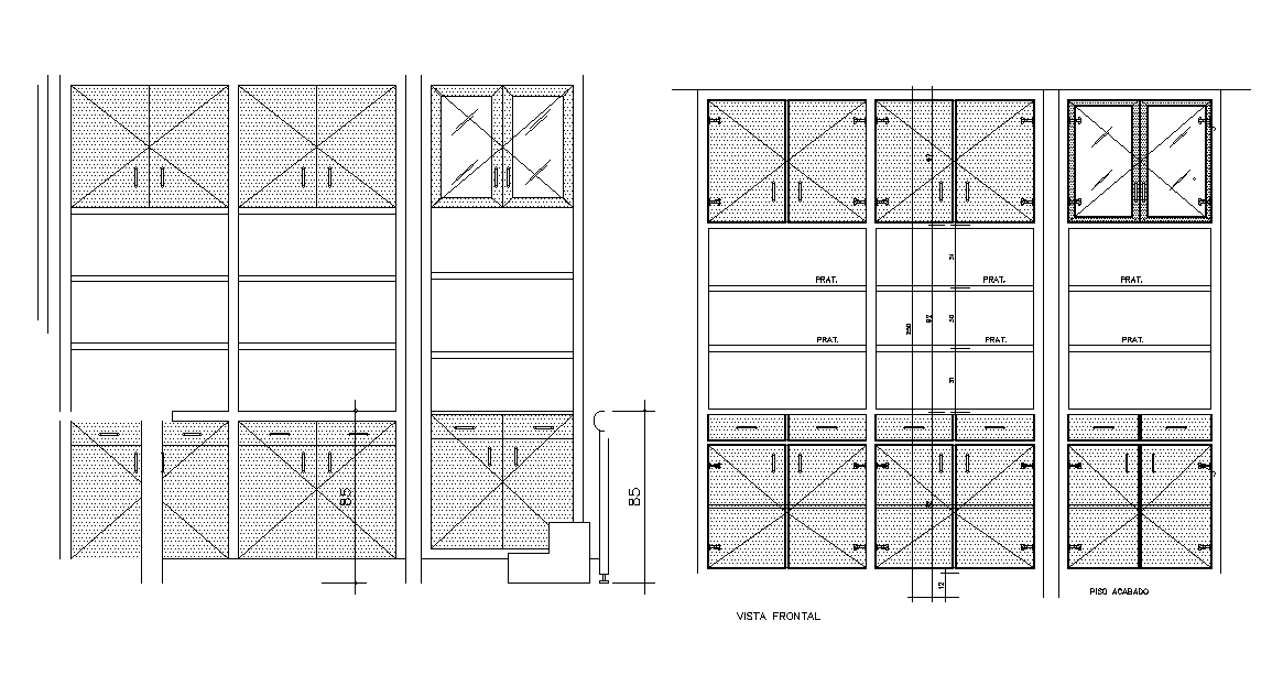 Furniture Cupboard Front Elevation CAD Drawing Download DWG File Cadbull