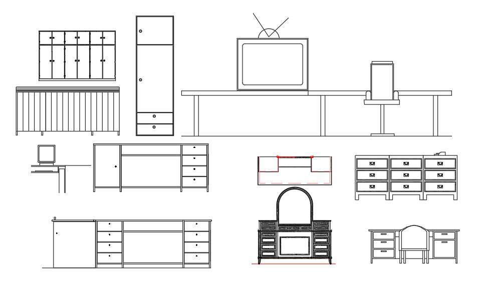 Furniture Table  Front Elevation  CAD  Blocks  Drawing DWG 