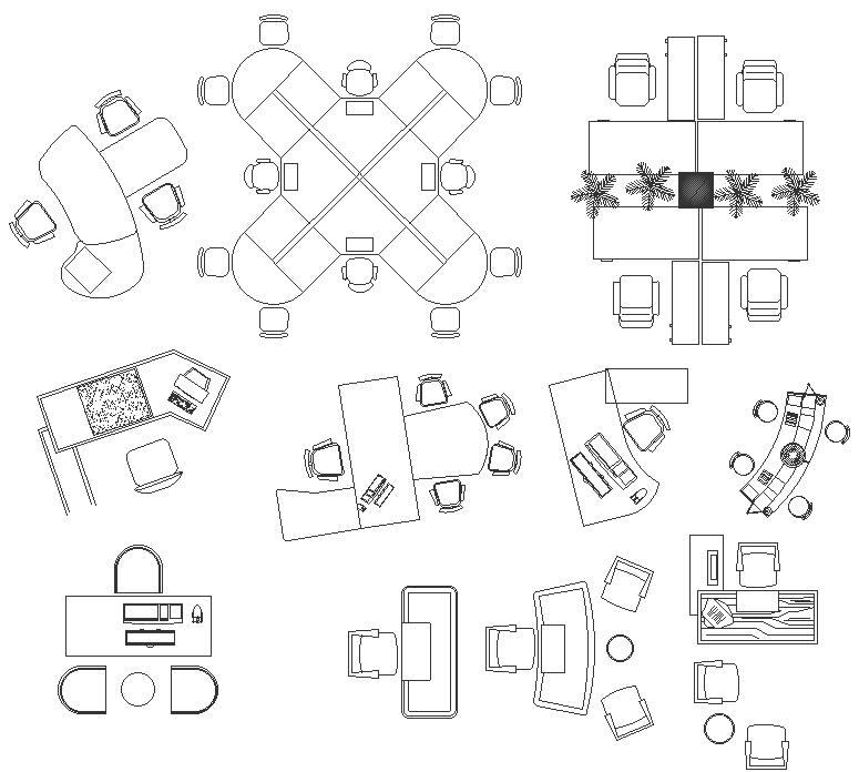 Furniture blocks for offices detailed plan DWG autoCAD drawing - Cadbull