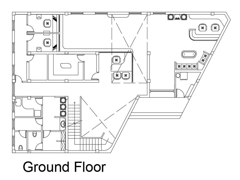 Furniture Detail Of 21x14m Ground Floor Bank Plan Is Given In This Autocad Drawing Filedownload