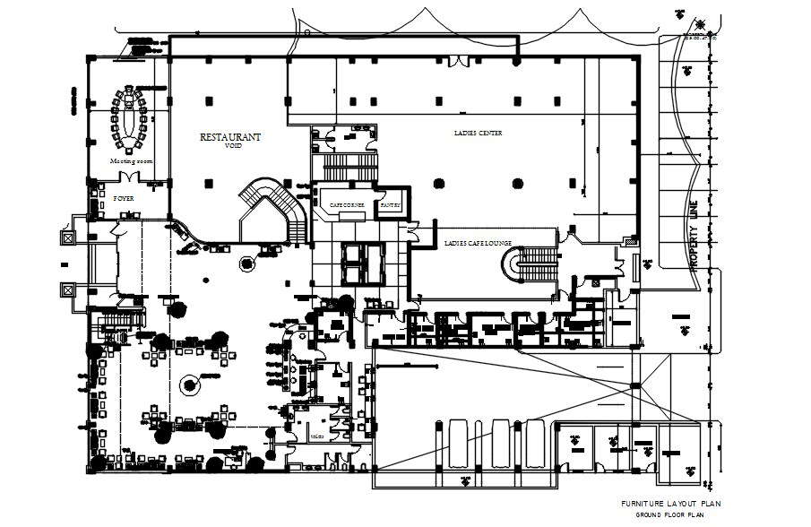 Furniture layout plan of ground floor plan in AutoCAD 2D drawing, dwg ...