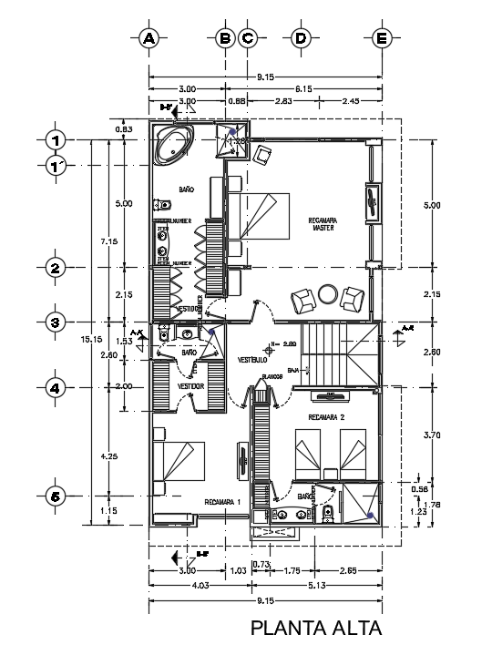 Furniture’s detail of 9x14m house plan first floor is given in this ...